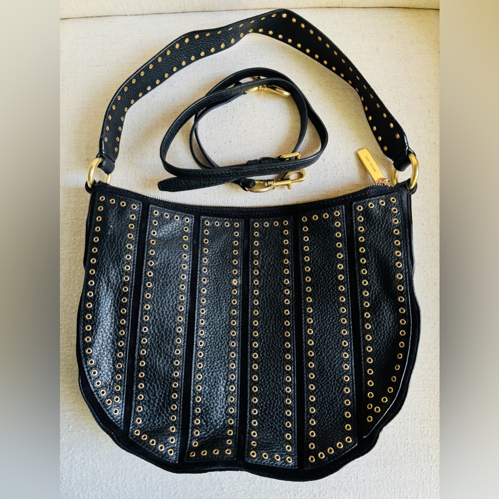 Michael Kors Brooklyn Grommet  Hobo Black Leather Purse Shoulder Bag